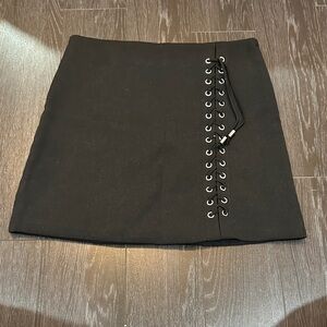 Black Lace-Up Women's Skirt